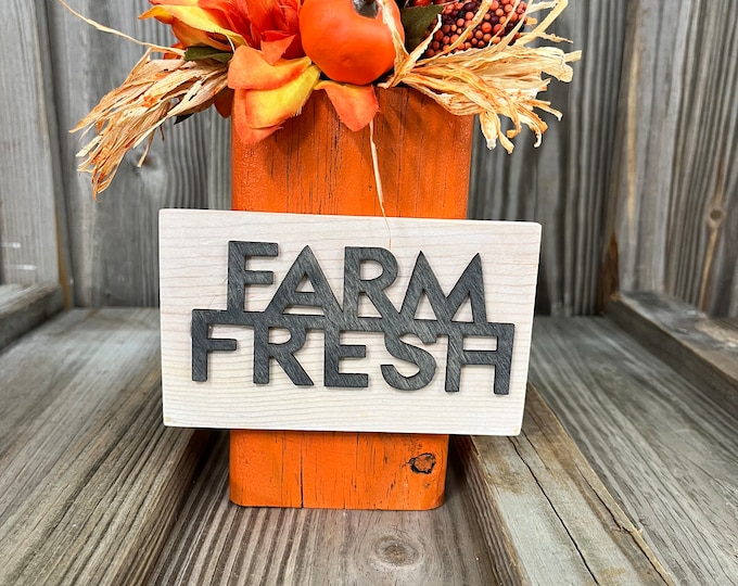 7" Tall Fall Wooden Pumpkin Block Decoration - Farmhouse - Rustic - Country - Farm Fresh - Tier Tray - Accent Piece - Handmade