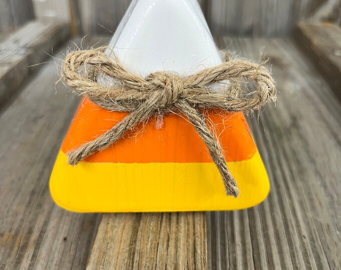 3 1/2" Tall Halloween Candy Corn Wood Decoration - Farmhouse - Country - Tier Tray - Accent Piece - Handmade
