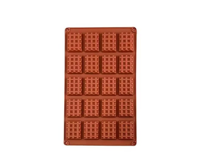 Mini Rectangle Waffle Silicone Mold – 20 Cavity Baking, Chocolate, Soap, Candle Making
