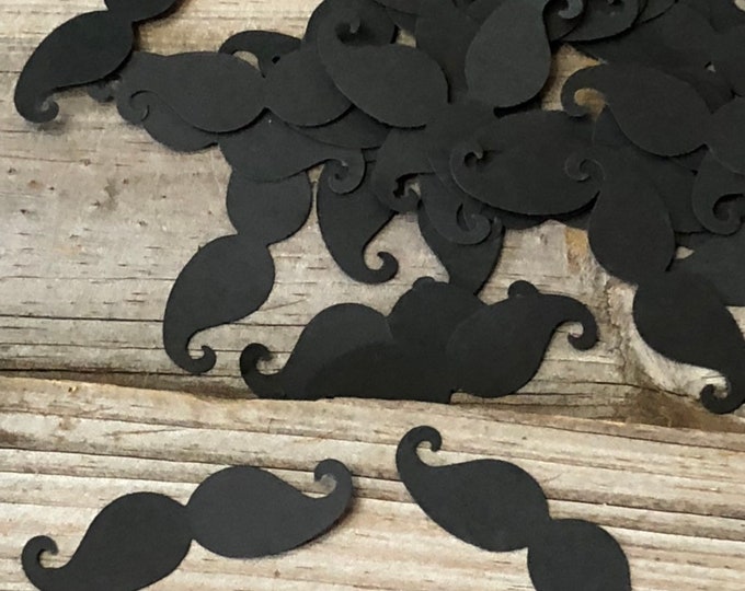 200 Pieces of Black Mustache Confetti - Baby Shower/Birthday Party - Favors - Decorations - Die Cuts - Table Scatter - Scrapbooking/Cards