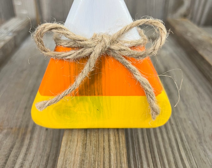4 1/2" Tall Halloween Candy Corn Wood Decoration - Farmhouse - Country - Tier Tray - Accent Piece - Handmade