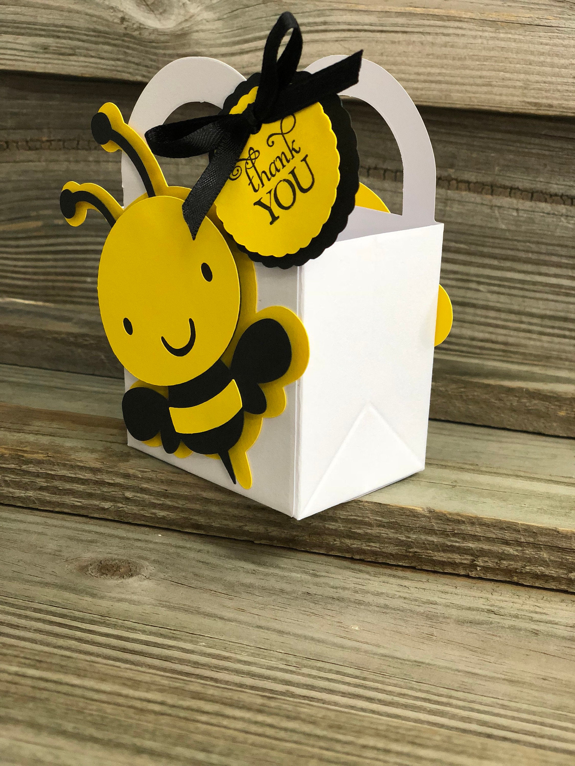 Set of 12 Yellow and Black BUMBLE BEE Favor Bags with HandlesBaby Shower/Birthday Party