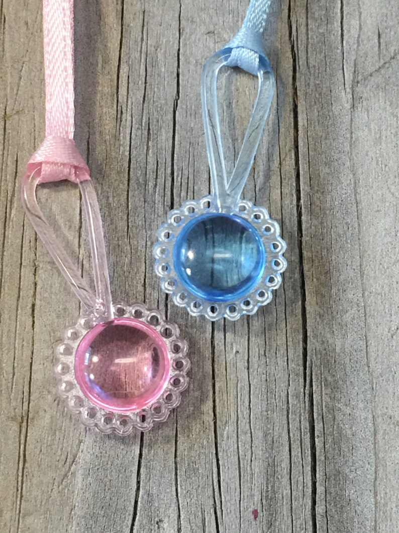 12 Acrylic Baby Rattle Favor Charm Necklaces in Pink AND Etsy