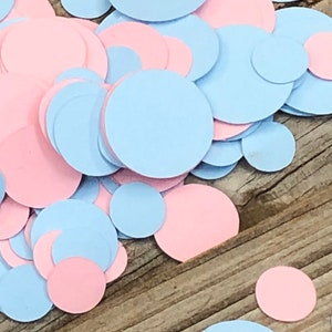 200 morceaux de confettis Baby Pink et Baby Blue Circle - GENDER REVEAL ou Baby Shower / Fête d’anniversaire / Mariage neutre - Dispersion de table