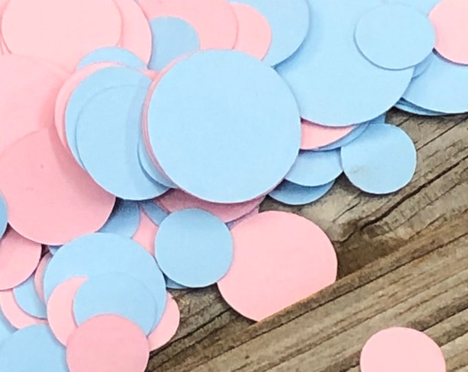 200 Pieces of Baby Pink and Baby Blue Circle Confetti - GENDER REVEAL or Gender Neutral Baby Shower/Birthday Party/Wedding - Table Scatter