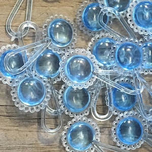 24 - Blue Acrylic Baby Rattle Favors - Baby Boy - Table Scatter/Games/Decorations/Charm/Gift Tags/Favors/Scrapbook/Ornaments  - Baby Shower