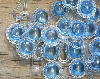 24 - Blue Acrylic Baby Rattle Favors - Baby Boy - Table Scatter/Games/Decorations/Charm/Gift Tags/Favors/Scrapbook/Ornaments  - Baby Shower