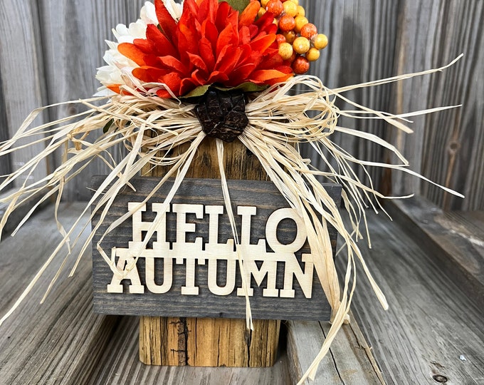 7" Tall Fall Wooden Pumpkin Block Decoration - Farmhouse - Rustic - Country - Farm Fresh - Tier Tray - Accent Piece - Handmade