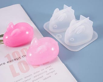2 Cavity Bunny Rabbit Silicone Mold – Baking, Chocolate, Ice, Fondant, Soap, Candle, Resin