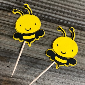Yellow and Black BUMBLE BEE Food/Party Picks - Baby Shower/Birthday Party - Decorations/Favors - Girl/Boy/Gender Neutral