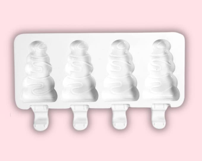 4 Cavity Christmas Tree Popsicle Silicone Mold – Baking, Chocolate, Soap, Candle, Resin