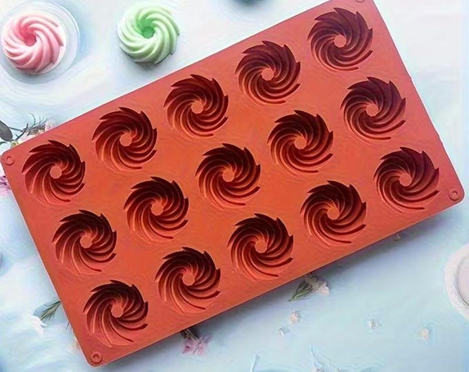 15 Cavity Spiral Donut Cake Silicone Mold – Baking, Candy, Soap and Candle Making