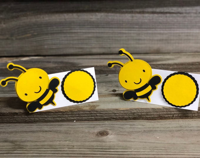 Set of 12 - Yellow and Black BUMBLE BEE Food/Table Tents (Place Cards) - Baby Shower/Birthday Party/New Baby - Decorations/Favors - Boy/Girl