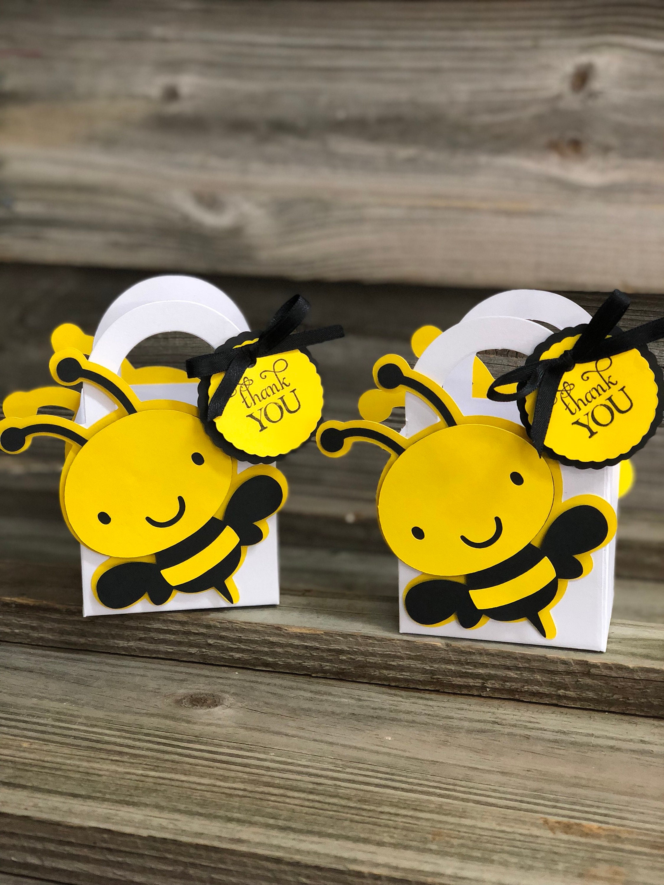 Set of 12 Yellow and Black BUMBLE BEE Favor Bags with HandlesBaby Shower/Birthday Party
