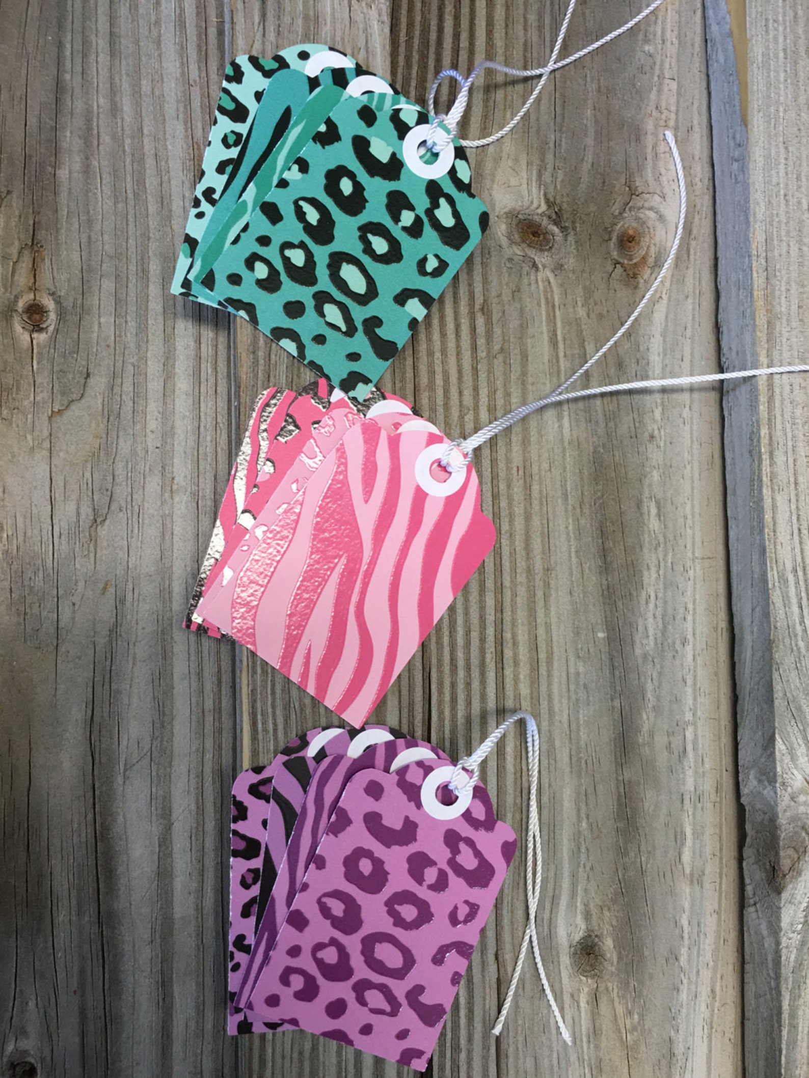 20 Assorted Animal Print Gift Tags 3 X 2 With - Etsy