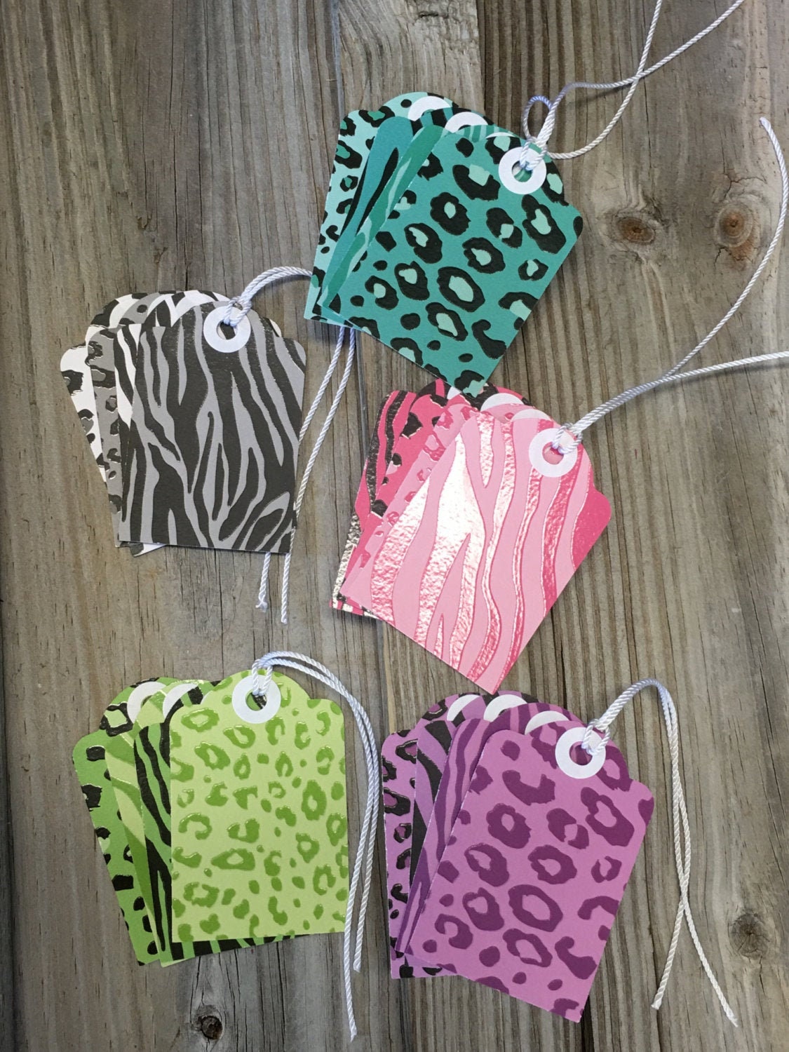 20 Assorted Animal Print Gift Tags 3 X 2 With Etsy