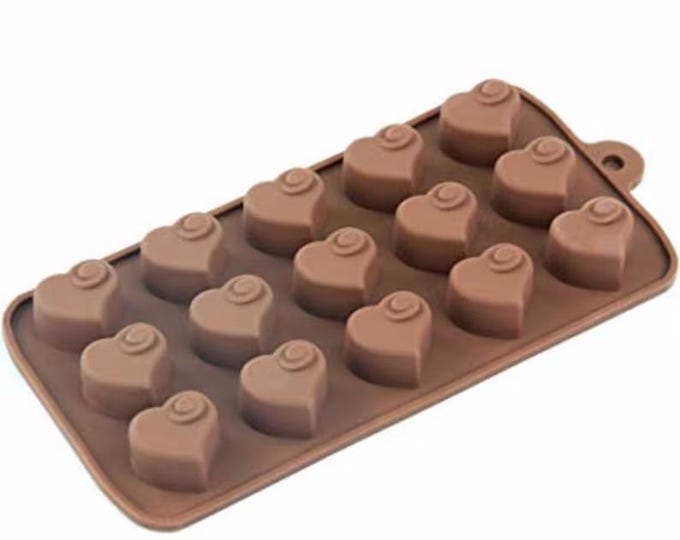 15 Cavity Heart with Swirl Silicone Mold – Baking, Chocolate, Soap, Candle, Resin