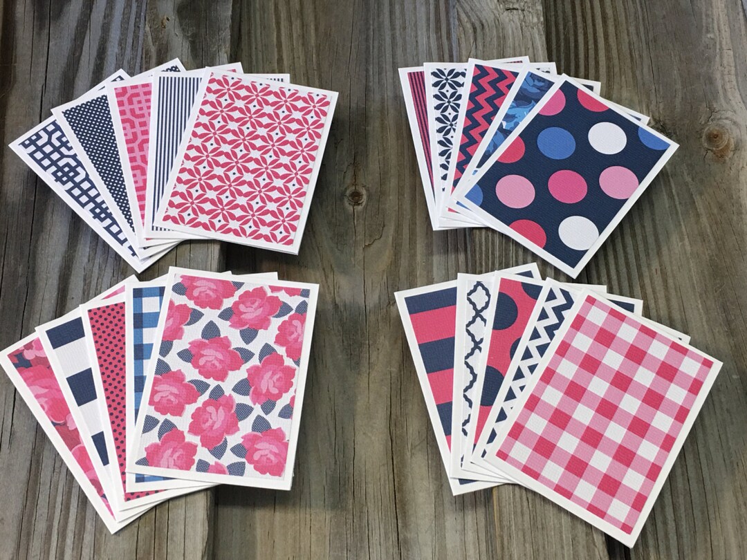Pink & Navy Mini Note Cards With Envelopes (3 1/2"x2 1/2") - Etsy