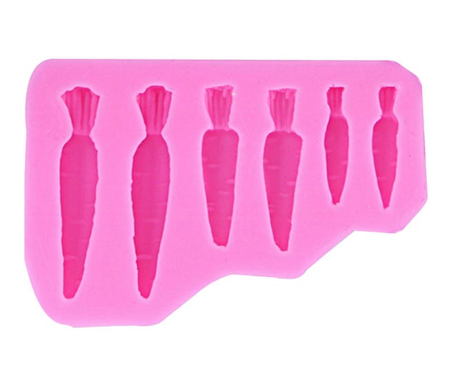 6 Cavity Carrot Silicone Mold – Baking, Chocolate, Fondant, Soap, Candle, Resin