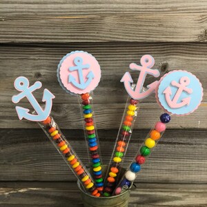 Set of 12 Baby Pink and Baby Blue Anchor Clips - Baby Shower/Birthday Party Favors/Favor Bags - Decoration/Nautical - Bags are Included