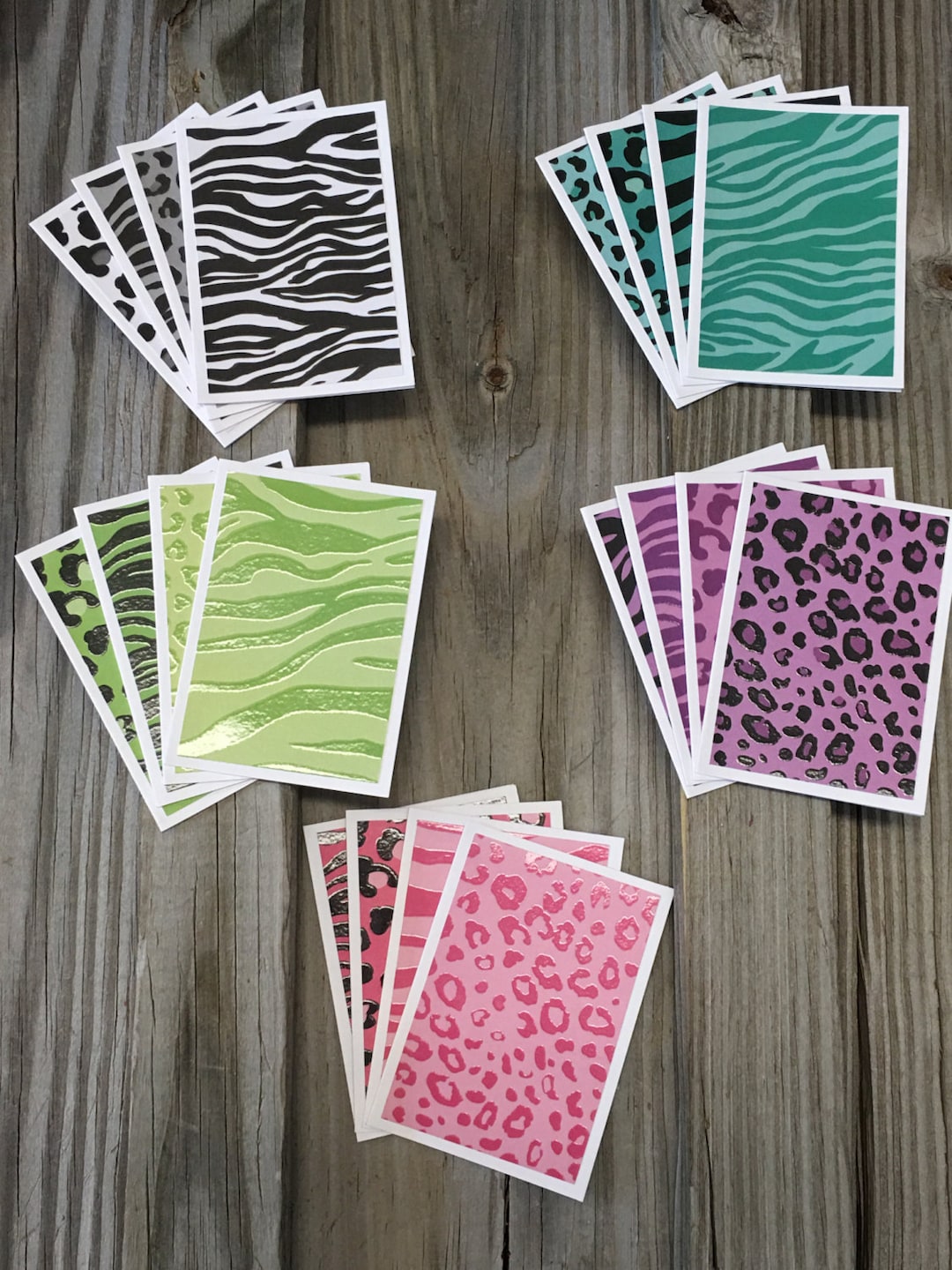 animal-print-mini-note-cards-with-envelopes-assorted-blank-cards-etsy