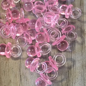 24 - Pink Acrylic Baby Pacifier Favors - Charms - Baby Girl - Games/Decorations/Gift Tags/Favors/Ornaments/Scrapbook  - Baby Shower