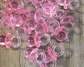 24 - Pink Acrylic Baby Chupete Favores - Charms - Baby Girl - Juegos/Decoraciones/Regalos Etiquetas/Favores/Adornos/Álbum de Recortes - Baby Shower