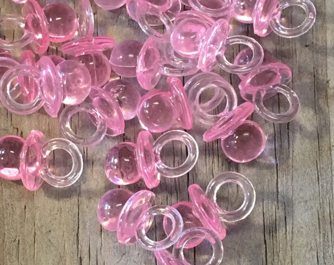 24 - Pink Acrylic Baby Pacifier Favors - Charms - Baby Girl - Games/Decorations/Gift Tags/Favors/Ornaments/Scrapbook  - Baby Shower