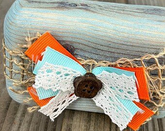 4" Fall Themed Wooden Block Decoration - Farmhouse - Rustic - Burlap - Country - Tier Tray - Accent Piece - Handmade