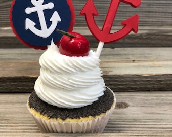 Nautical Anchor Party Pack: Cupcake Toppers, Wrappers & Confetti