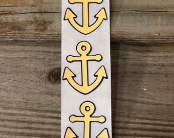 Set of 12 Gold and Navy Blue Anchor Stickers - Baby Shower/Birthday Party/Nautical/Wedding-Favors-Decorations-Die Cuts/Scrapbooking