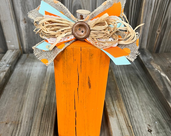 9" Tall Fall Wooden Pumpkin Block Decoration - Farmhouse - Rustic - Country - Tier Tray - Accent Piece - Handmade