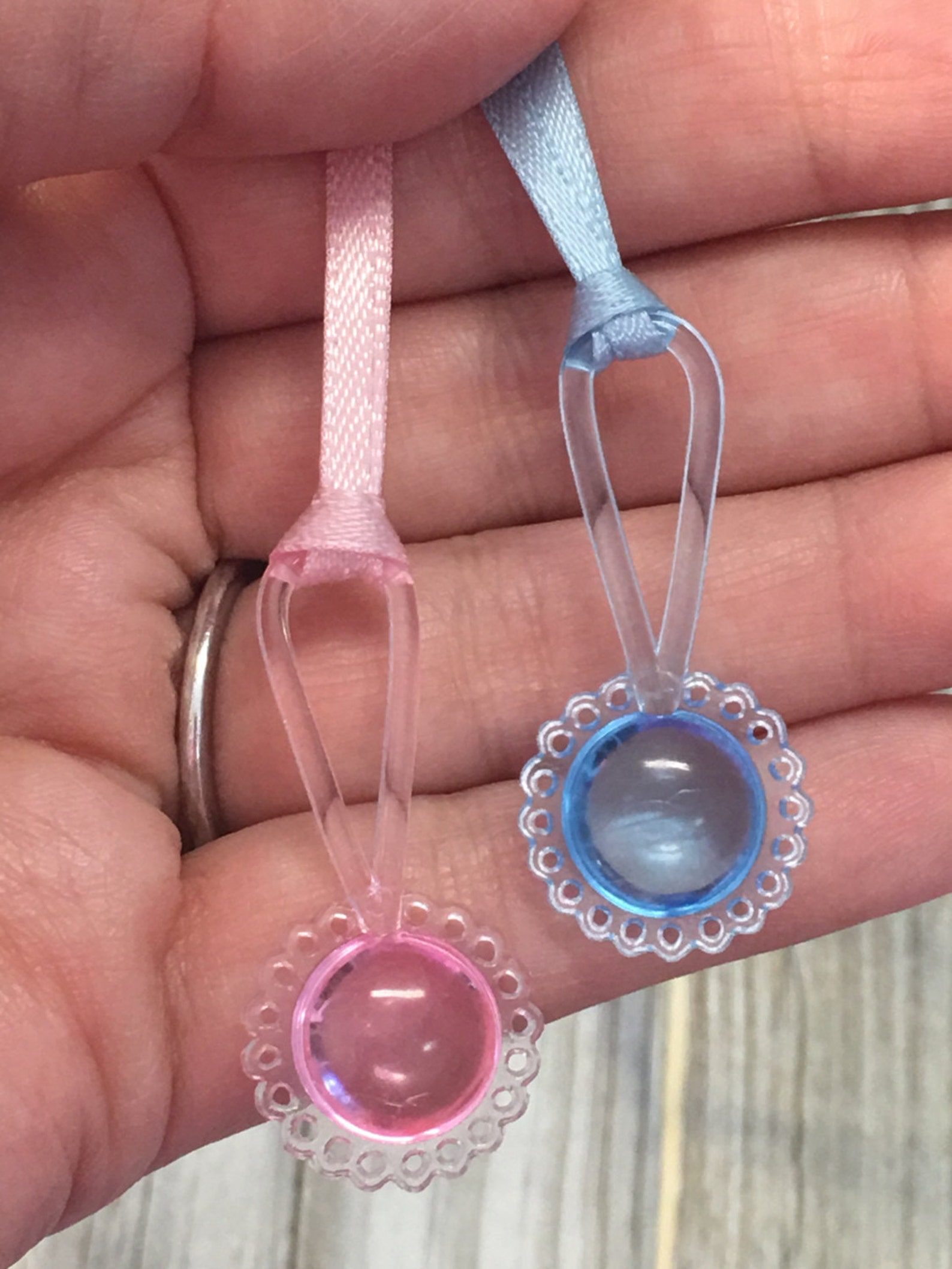 12 Acrylic Baby Rattle Favor Charm Necklaces in Pink AND Etsy