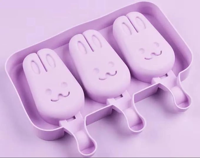3 Cavity Bunny Head Popsicle Silicone Mold – Baking, Chocolate, Resin, Soap, Candle, Fondant