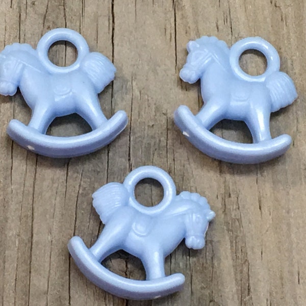 24 - Blue Rocking Horse Favor Charms - Baby Boy - Games/Gift Tags/Favors/Decorations/Ornaments - Baby Shower
