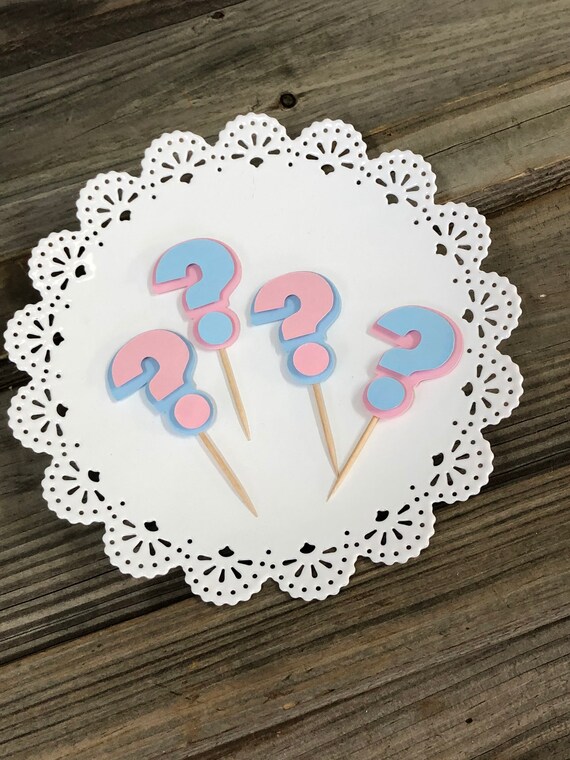 GENDER REVEAL Baby Pink and Baby Blue Question Mark Food/party Etsy