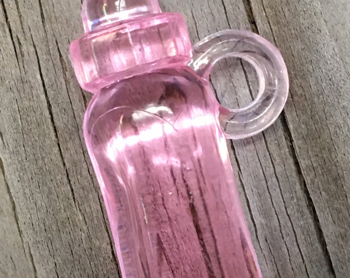 24 - Pink Acrylic Baby Bottle Favor Charms - Baby Girl - Games/Gift Tags/Favors/Decorations/Ornaments/Scrapbook - Baby Shower