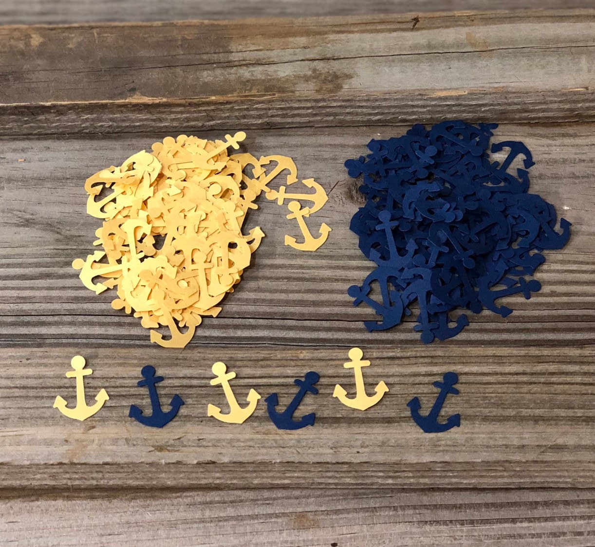 Nautical Baby Shower Nautical Cut Out 100 Yellow Blue Anchor Confetti Nautical Die Cut Nautical Party Anchor Die Cut Anchor Cut Out