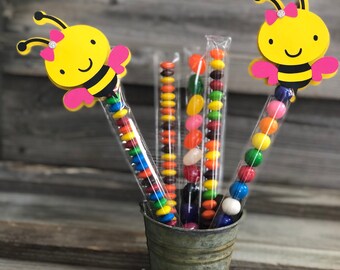 Set of 12 - Yellow, Black & Fuchsia BUMBLE BEE Clips-Baby Shower/Birthday Party Favors/Decorations - Girl Bee-Favor Bags Are Included