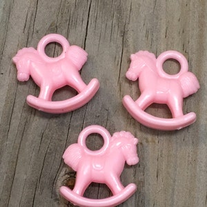 24 - Pink Rocking Horse Favor Charms - Baby Girl - Games/Gift Tags/Favors/Decorations/Scrapbook/Ornaments - Baby Shower