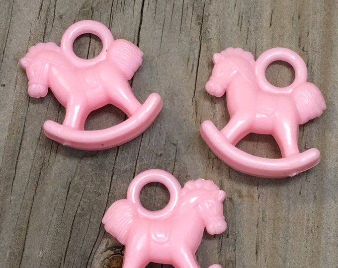 24 - Pink Rocking Horse Favor Charms - Baby Girl - Games/Gift Tags/Favors/Decorations/Scrapbook/Ornaments - Baby Shower