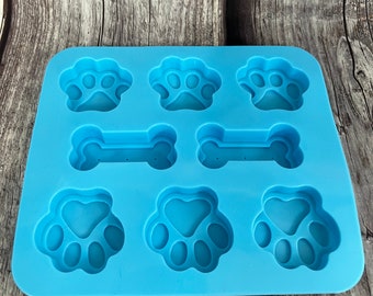 Paws and Bones Silicon Mold - Chocolate -  Candy - Fake Bake - Sweet Treats - Pet Treats - Ice Cream -  Soap Making - Baking - Brand New