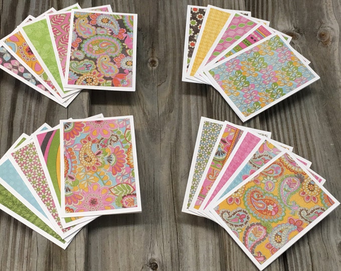 20-Assorted Paisley/Floral Blank Mini Note Cards( 3 1/2"x2 1/2")w/Envelopes-Matching Tags Also Available-Gifts/Thank You Card/Lunch Box Card