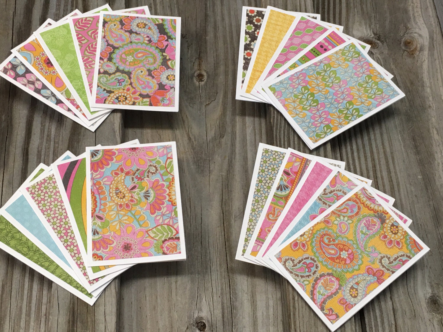20-Assorted Paisley/Floral Blank Mini Note Cards( 3 1/2x2  1/2)w/Envelopes-Matching Tags Also Available-Gifts/Thank You Card/Lunch Box  Card