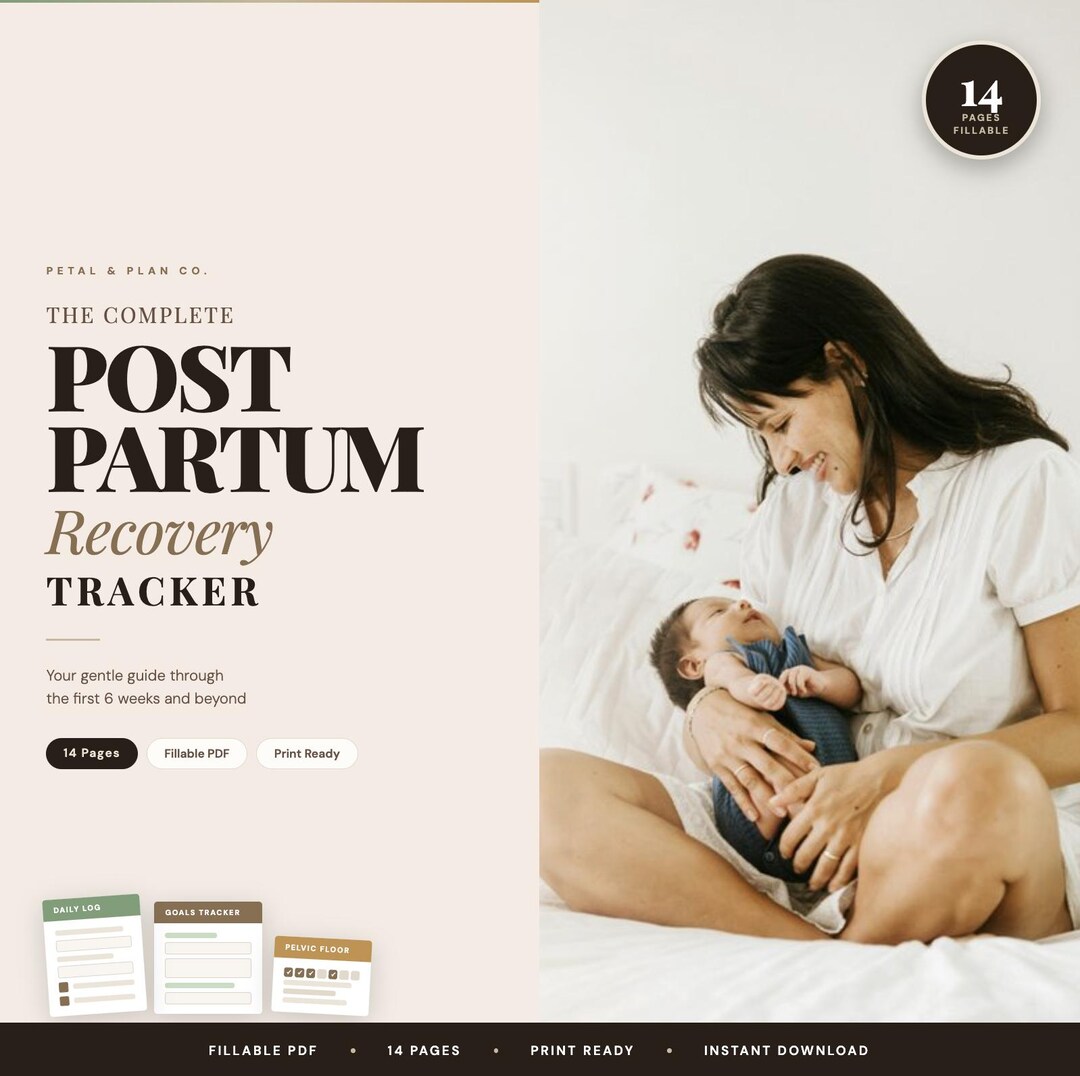 Postpartum Progress Notes.pdf Postpartum Recovery Tracker Fillable PDF | New Mom Planner | Pelvic ...