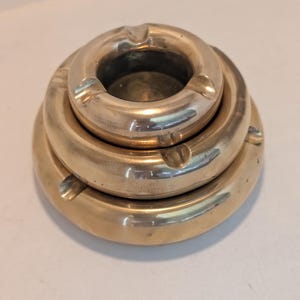 Vintage Brass Stacking Ashtrays – Mid Century Nested Tiered Catchall Dish