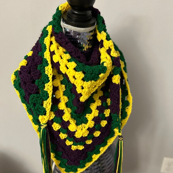 Mardi Gras Granny Stitch Scarf