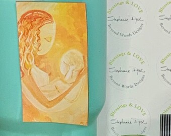 Mother and Child Art | Refrigerator Magnet | Newborn Print | Maternity Image | Midwife Gift | Mama holding newborn | artwork ~ Cherish