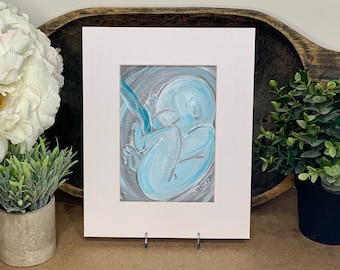 In the Womb Art | In Utero Fine Art Print | Sleeping Baby | Mother's Day Gift | Maternity Art | Giclee print of original art ~ In Utero
