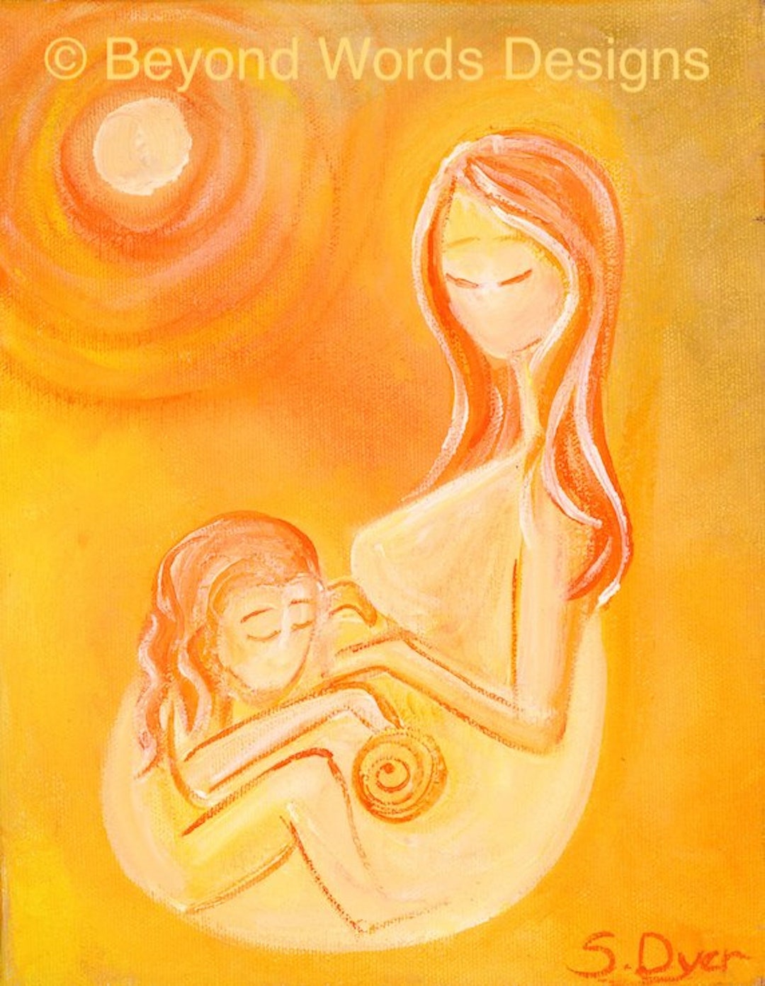 Mother and Child Art Print Pregnancy Art Big Sister Image Maternity Art Family Love Giclèe Print